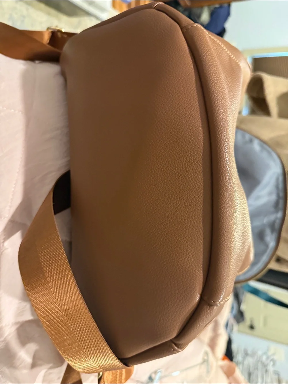 Women's Brown Faux Leather Backpack Tote - Classic Carryall